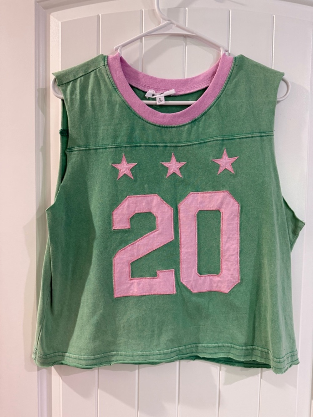 eesome Green Tank with Pink Trim & Appliqué 20